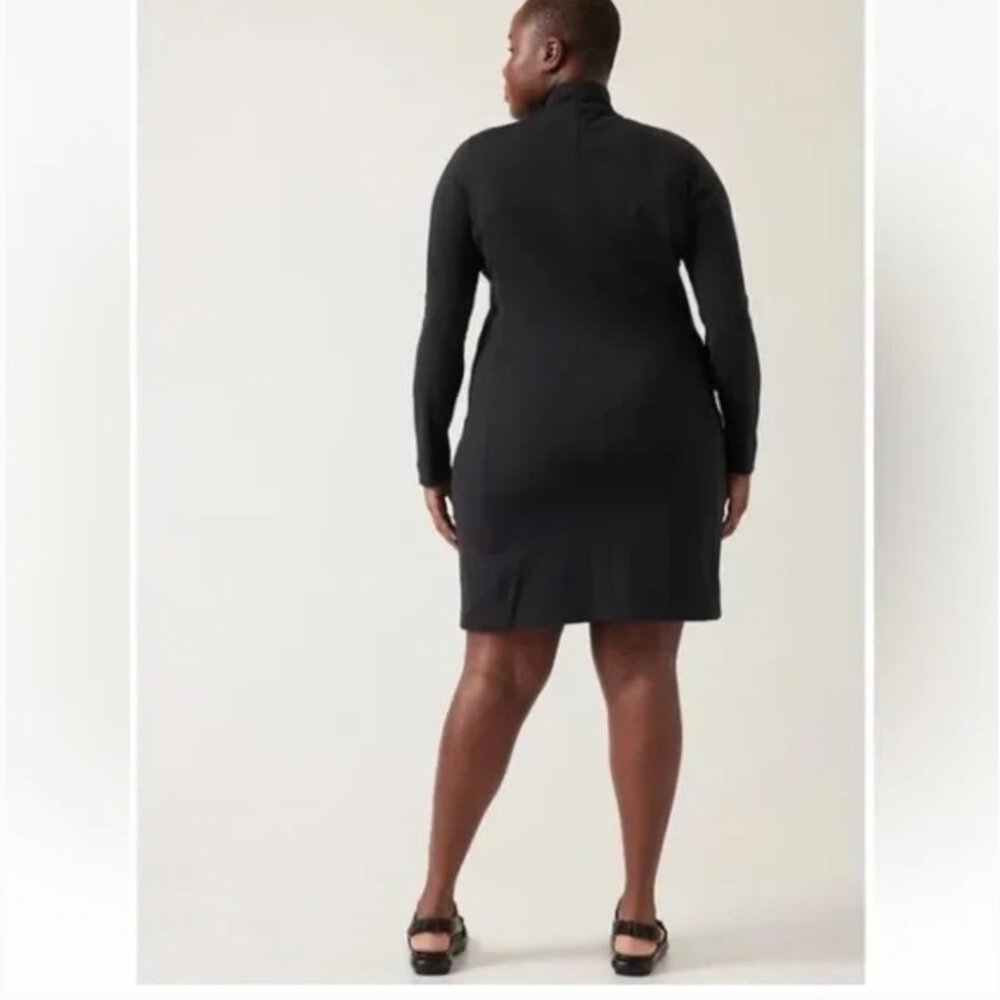 Athleta Delancey Dress Black Long Sleeve Fitted Women's 1X Athleisure Travel - Picture 4 of 16